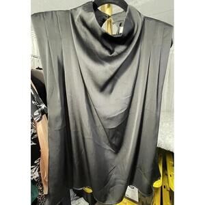 Entro Satin Black Cowl Neck Sleeveless Top Sz Small Classy Elegant
